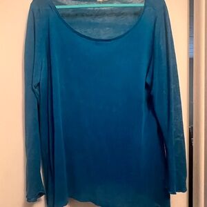 Eileen Fisher Blue Long Sleeve Relaxed Blouse